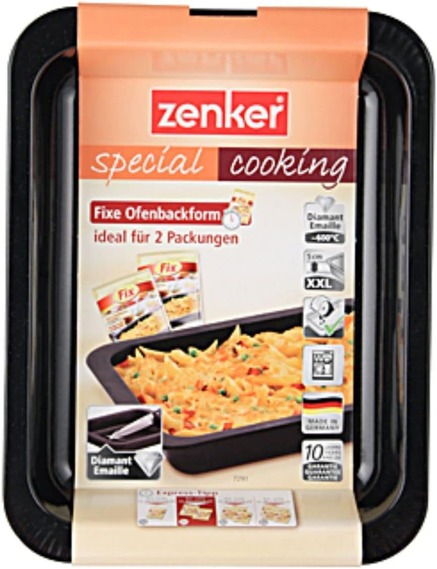 Zenker Ofenbackform (33 X 5 X 25 Cm) SPECIALMATlagning, Rechteckige Auflaufform Mit Enamelle-Versiegelung, Backform Mit Extra Hohem Rand (Farbe: Schwarz), Menge: 1 Stück Formar och plåtar för bakning Naty Shop