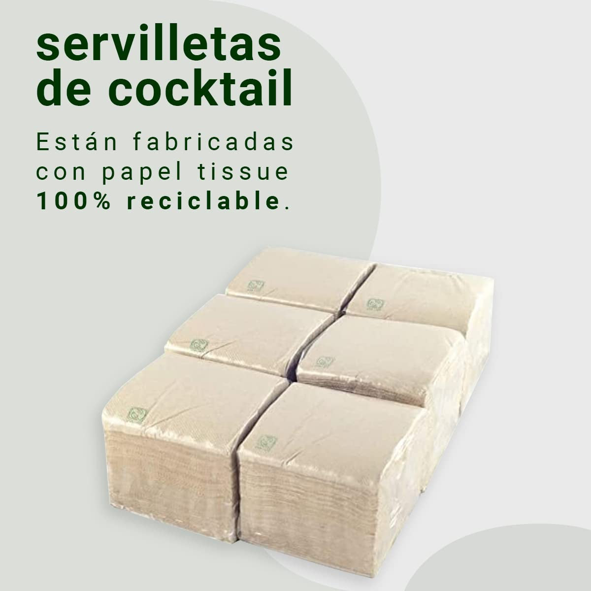 - 600 bitar av Bio Eco cocktailservetter - Naturlig färg - 100 % återvinningsbar - Micropoint - 10 X 10 Cm (vikt) och 20 X 20 Cm (ovikt)
