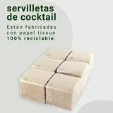 - 600 bitar av Bio Eco cocktailservetter - Naturlig färg - 100 % återvinningsbar - Micropoint - 10 X 10 Cm (vikt) och 20 X 20 Cm (ovikt)