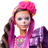 2022 Día De Muertos barbiedocka med rufsig traditionell klänning, blomsterkrans och Calavera ansiktsfärg, present till samlare