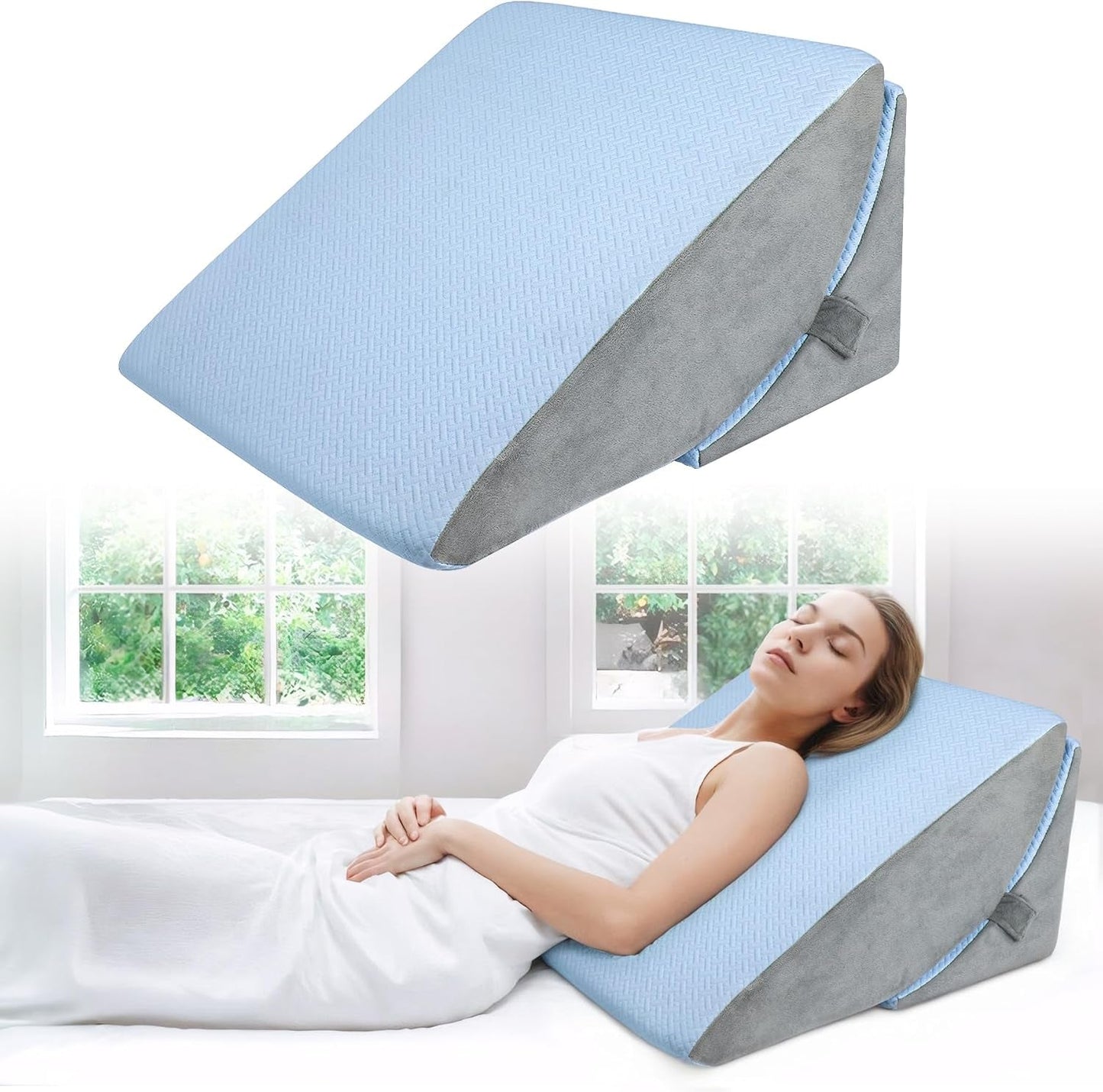 Högdensitetsskum justerbar fjäderkudde, ergonomisk ryggkudde för säng och soffa, anti-reflux läskudde för att sova, spela, titta på TV (tung)