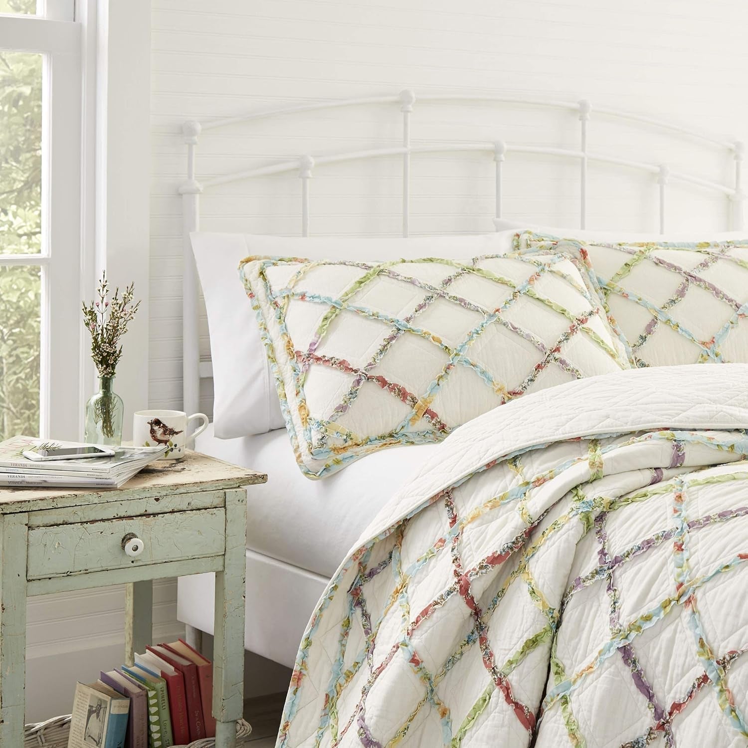 Laura Ashley Home Rüschen Garden Collection täcke, 100 % bomull, Ultramjuk, För alla årstider, Vändbar, Elegant, Dubbelsäng, Krämfärgad (197783) Täcken och täcken Naty Shop