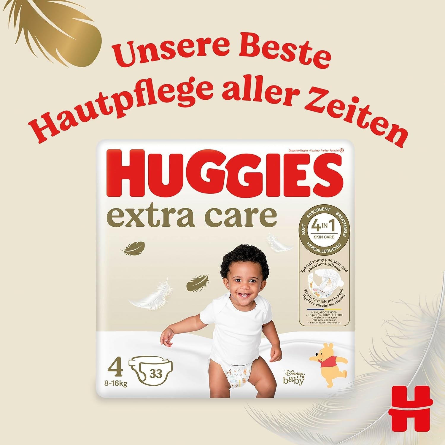 Huggies Extra Care Disney Babyblöjor, storlek 4, 120 blöjor (2x60), månadslåda