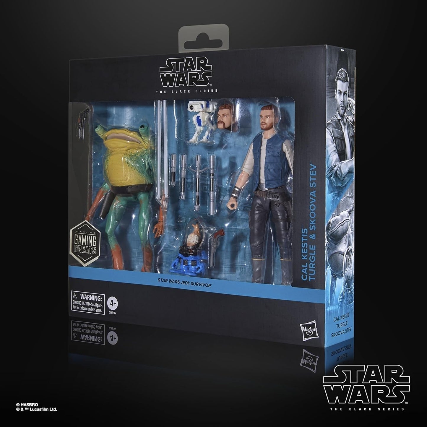 Star Wars Black Series Cal Kestis, Turgle & Skoova Stev, Star Wars Jedi: Survivor Collectible Actionfigurer (Skala 15 Cm) Actionfigurer Naty Shop