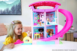 Barbie Chelsea Playhouse - 3 transformerande våningar, hemliga lekområden, hiss, pool, rutschkana, 2 husdjur och 20+ tillbehör, för åldrarna 3+, HHX44