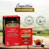 Twinings English Breakfast Black Tea 50g, 25 tepåsar, fullt, runt och starkt svart te från de bästa teplantagen i Sri Lanka och Indien. Svart te Förpackning om 1 (1 x 50 g)