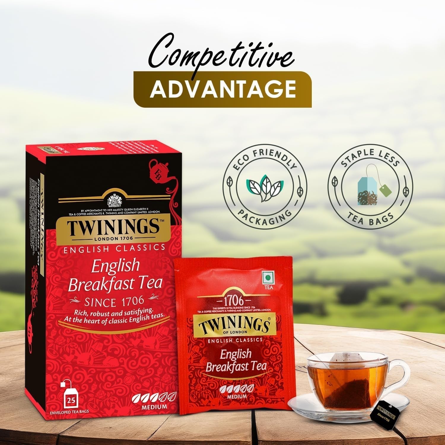Twinings English Breakfast Black Tea 50g, 25 tepåsar, fullt, runt och starkt svart te från de bästa teplantagen i Sri Lanka och Indien. Svart te Förpackning om 1 (1 x 50 g)