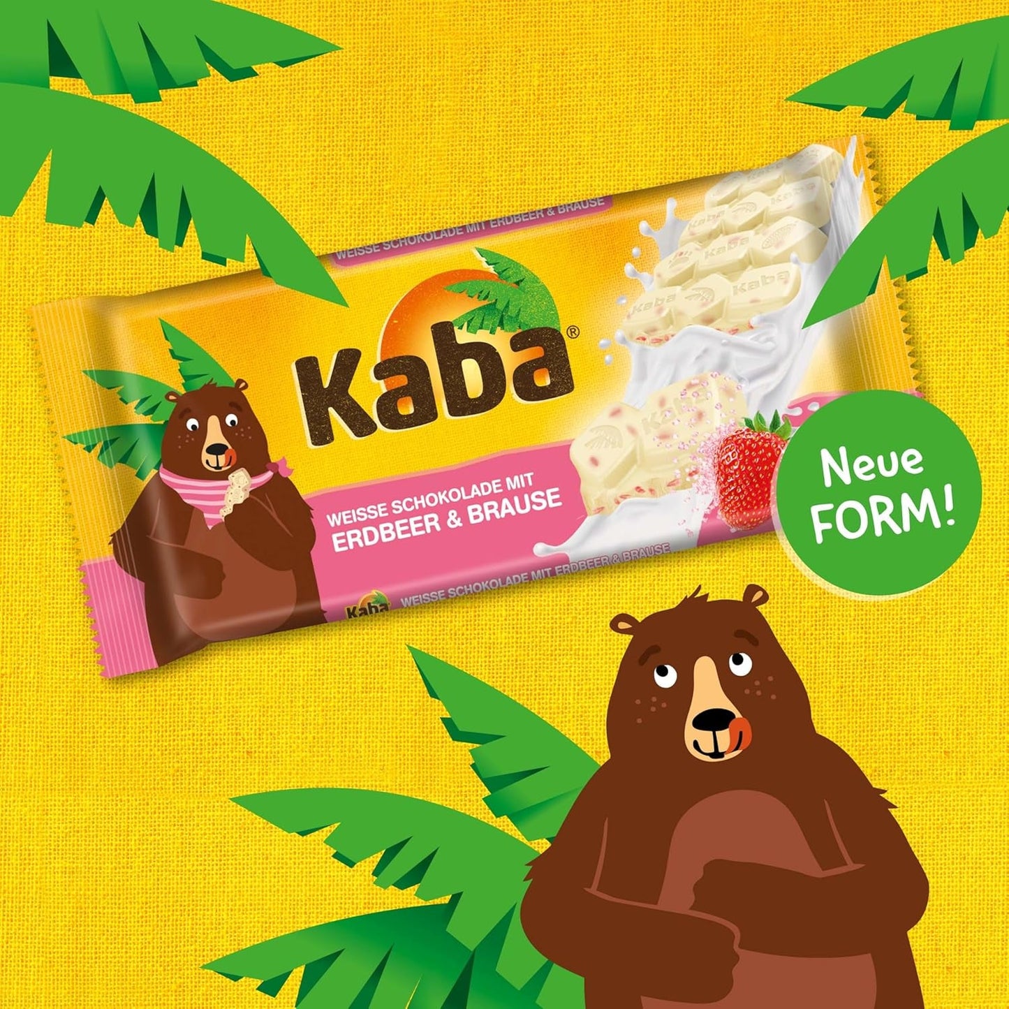 Kaba vit choklad med jordgubbssmak och brusande godis, chokladkaka, bar 85 g, vit choklad med jordgubbsfruktig smak och brusande godis med kaba originalsmak (förpackning med 3)