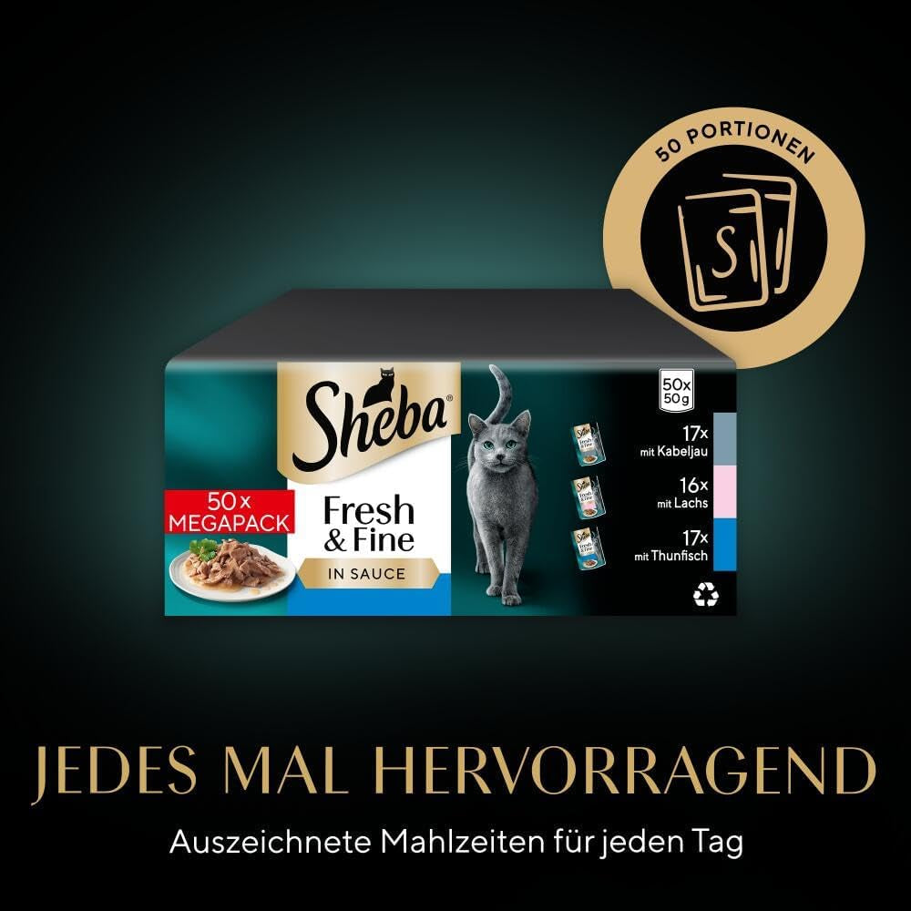 Sheba CATCARE Bag Wet Fresh & FINE (Fisk) Bitar i sås Vuxen 50g Multipack Standard