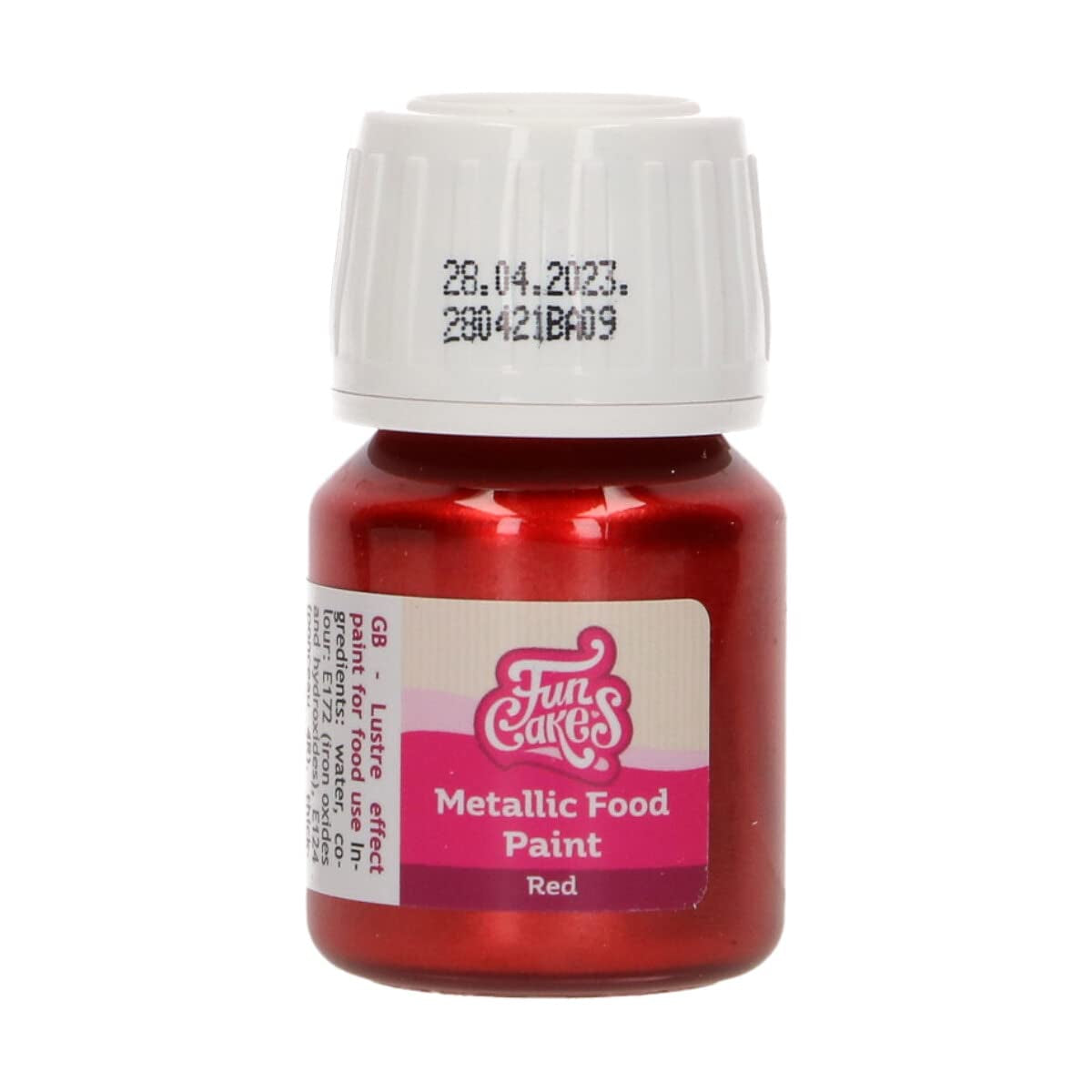 Funcakes Red Metallic Food Paint: Skapa metalliska effekter på fondant, marsipan, royal glasyr och kakor. 100% ätbar matfärg, Halal, lämplig för vegetarianer och veganer, 30 ml