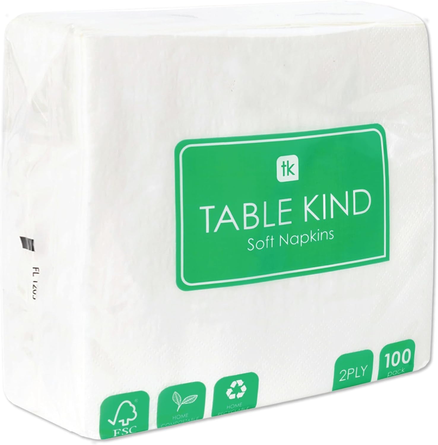 Table Kind 100 White Soft Napkins in Bulk, High Quality Napkins for Party, Catering and Daily Use, FSC, Sustainable and Recyclable, Made in EU | 2Ply | 33 cm