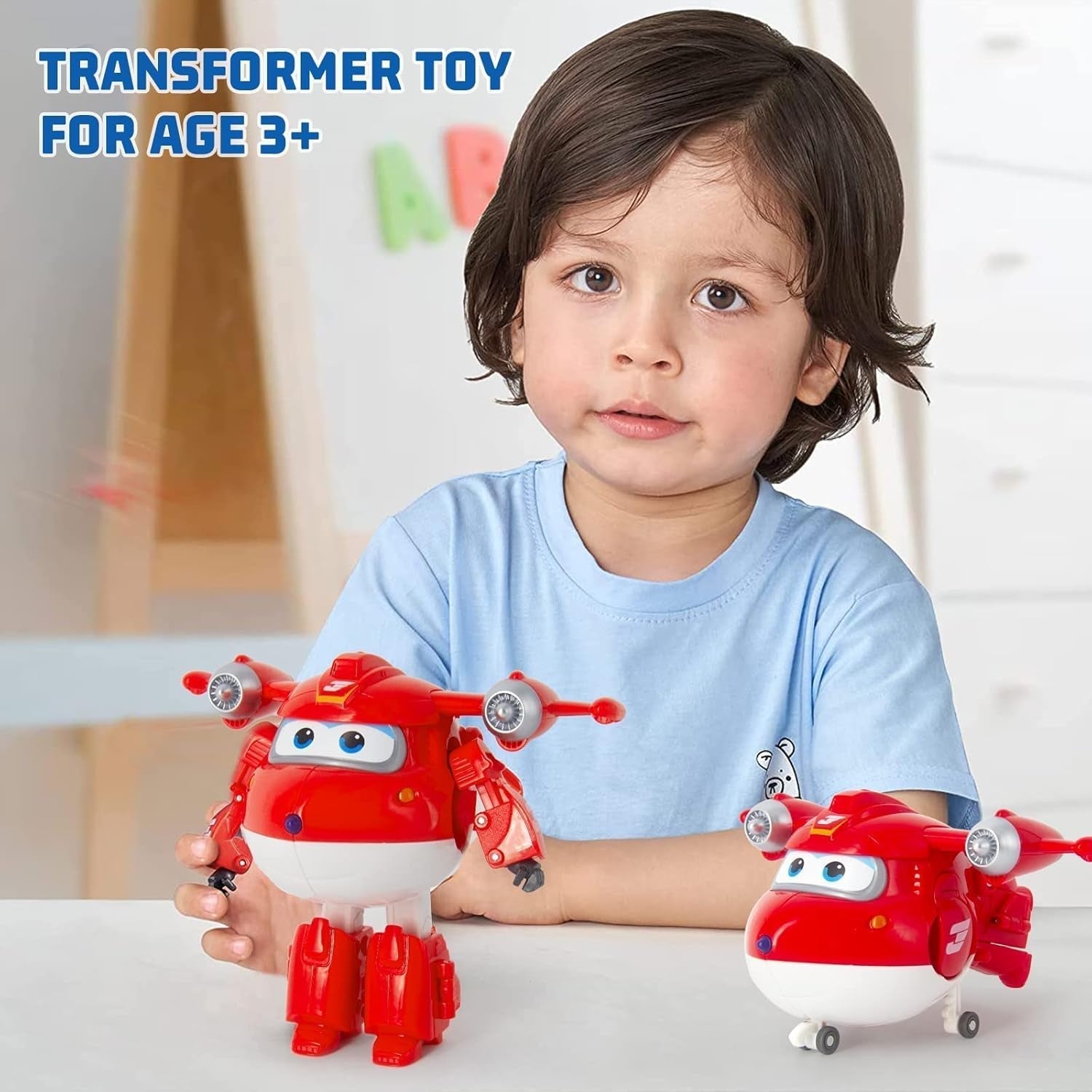 Super Wings 5" Transforming Characters 2-pack Transforming Supercharged Jett + Tino Transformer Toy för pojkar och flickor i åldrarna 3+ Röda actionfigurer Naty Shop