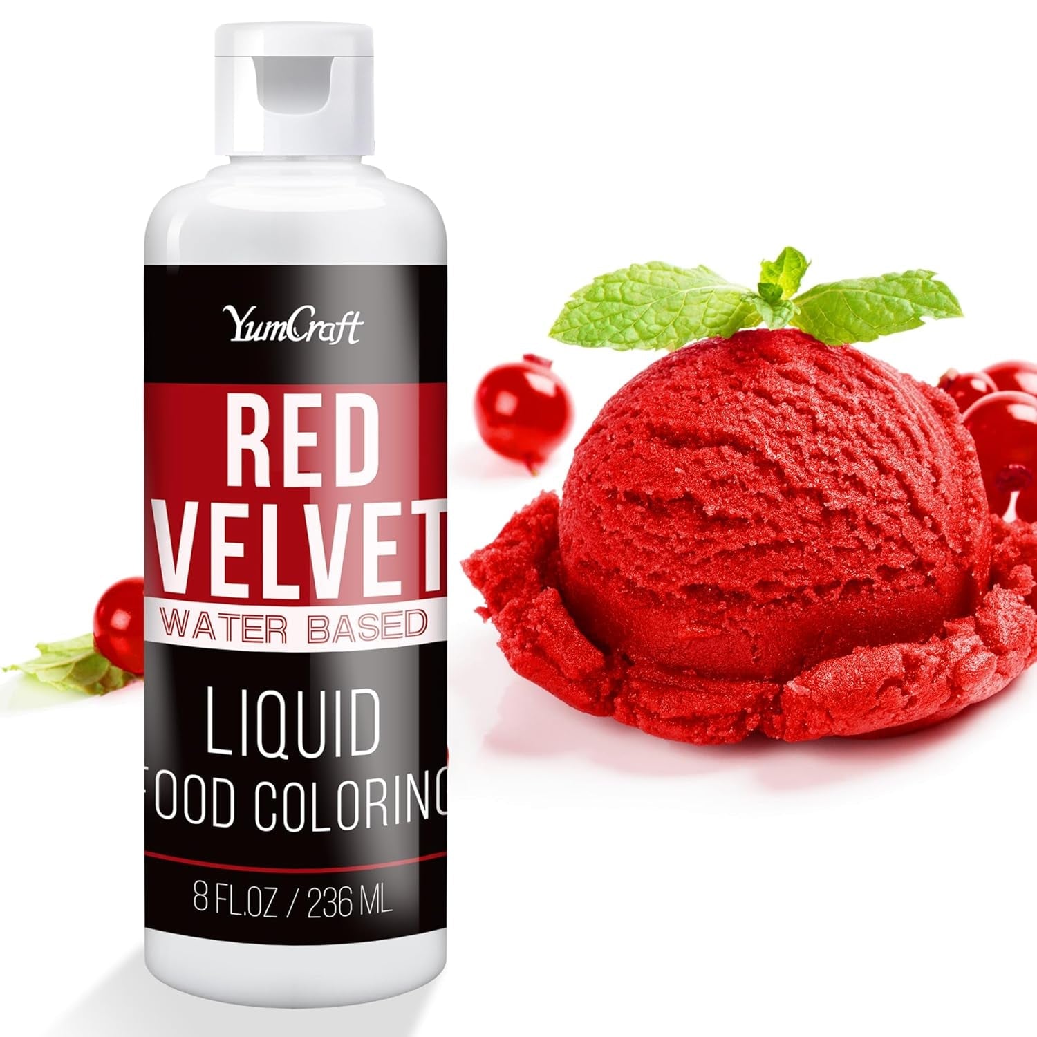 Matfärg - Högkoncentrerad flytande matfärg för kakor, bakning, påskägg, drycker - Sockerfri matfärg för fondant, glasyr, slem, tårtdekorering (Red Velvet, 236ml)