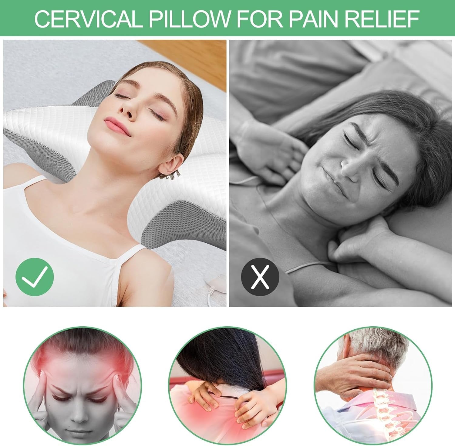 Ortopedisk kudde, nackvärkskudde, memory foam kudde, ortopedisk nackkudde, ortopedisk sovkudde, ortopedisk nackstödskudde, antisnarkande kudde delar Cervikala ortopediska kuddar Naty Shop