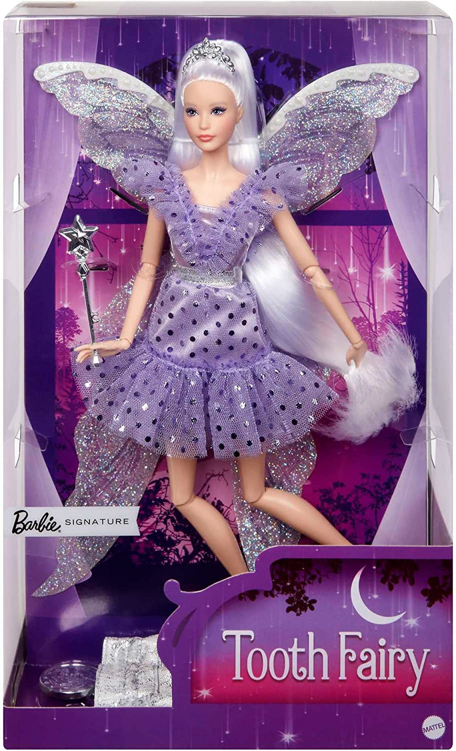Barbie Signatur Tooth Fairy Doll, Samlardocka med Fairy Wings, Trollstav och Myntpåse, Present för barn 6+, JCW43 Naty Shop Dolls Standardtitel