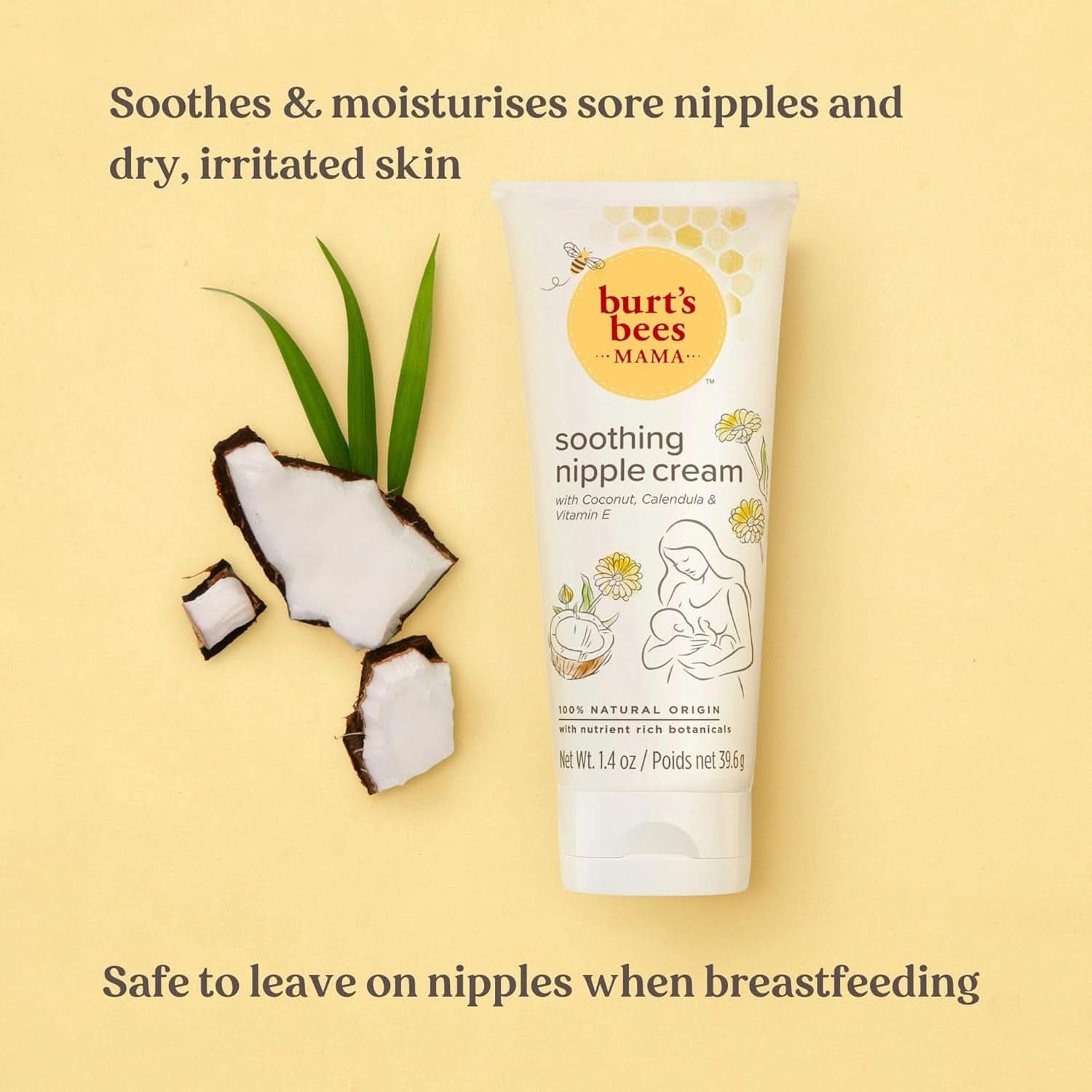 Burt'S Bees® Mama lugnande bröstvårtkräm med kokosnöt, ringblomma och E-vitamin, 100 % naturligt, 1,4 ounce Tillbehör Mat & amning Baby Naty Shop