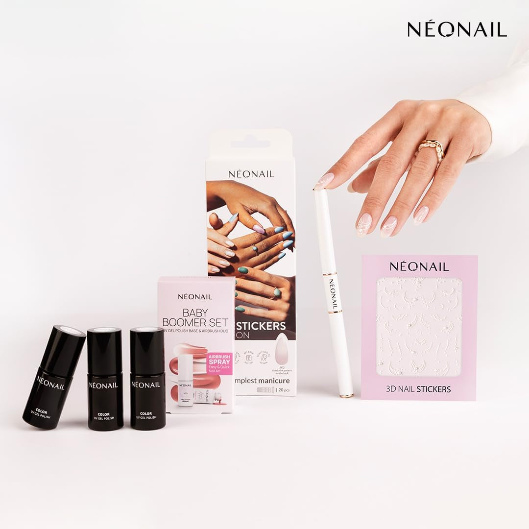 NÉONAIL Nagelstickers 3D - 61 Muster - Nail Charms - Nägel Selber Machen - Nails - Nageldesign - Accessoarer - Nailart - Nail Art Zubehör - Nagel Deko - Nagelschmuck - Dekoration Nageldesign - Weiß
