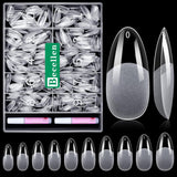 Becellen 500 st konstgjorda nagelspetsar, mjuka gelnagelspetsar, heltäckande, gelnagelspetsar, förpolerade konstgjorda naglar, DIY Nail Art limset (mandlar)