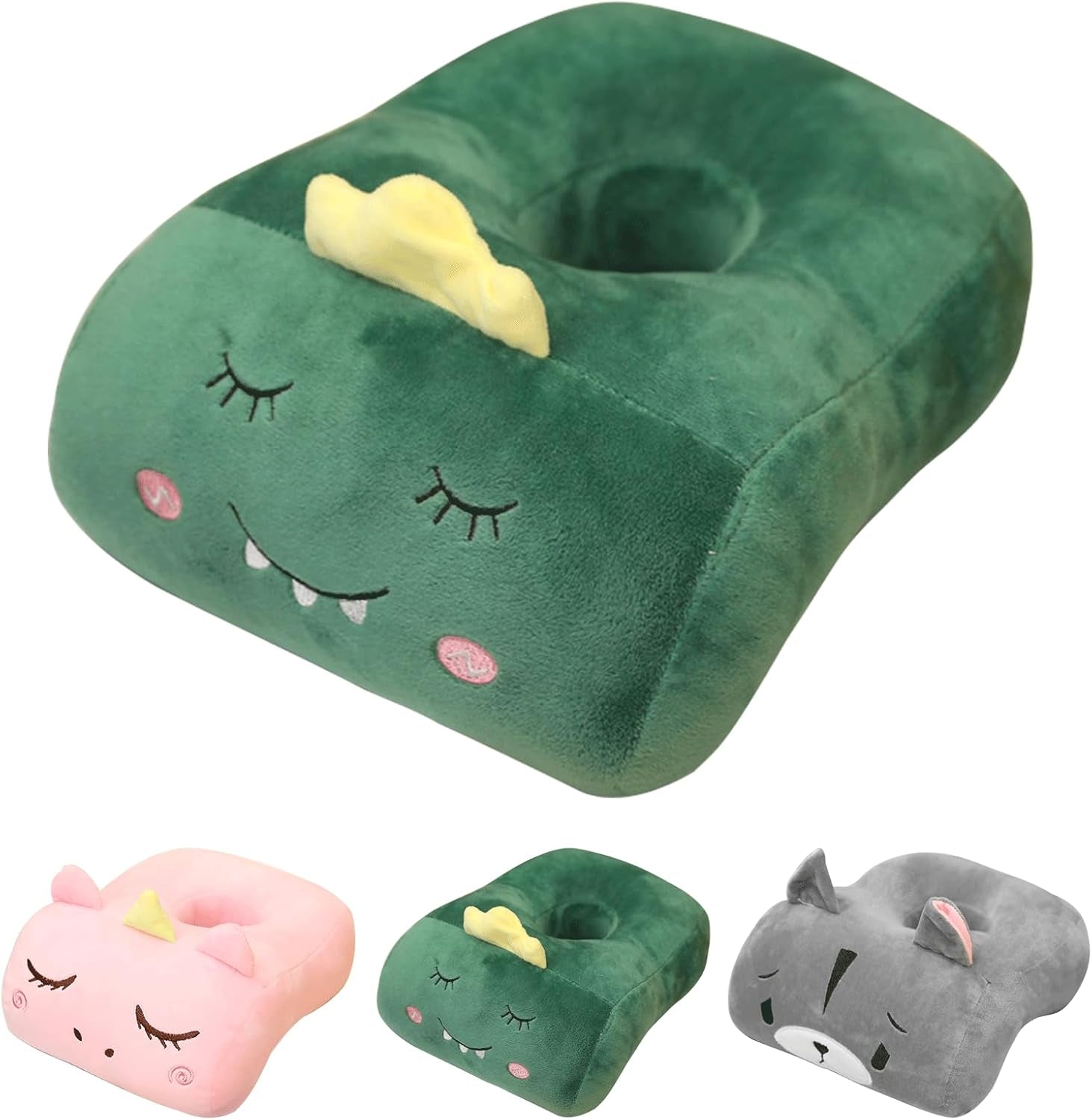 Office Sömnkudde Memory Bomull Söt Öronhål Kudde Mjuk Sömnkudde Side Sleeper Öronkudde för kvinnor Flickor Barn (Kattunge Grå) Cervikala ortopediska kuddar Naty Shop Blyg Dinosaurier