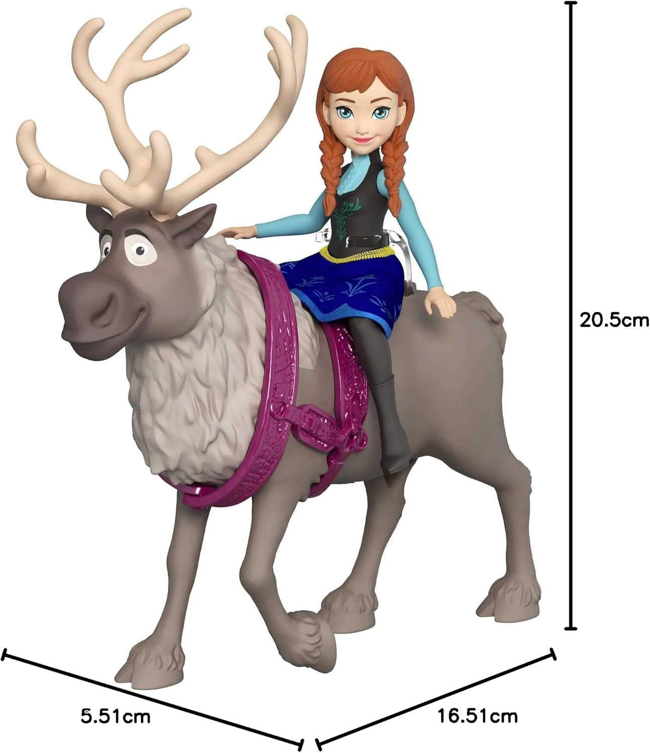 Mattel DISNEY Isdrottningen Anna & Sven docka och djurfigur, inspirerad av de animerade karaktärerna, rörliga lemmar, avtagbar kjol och cape, för barn från 3 år och uppåt, HLX03 Naty Shop Dolls
