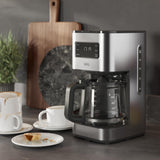 AEG Deli 5 espressomaskin, 1,5 l, programmerbar timer, varmhållningsfunktion, säkerhetsstopp, vattennivåindikator, optimal dosering, antidroppfunktion, rostfritt stål, CM5-1-6ST