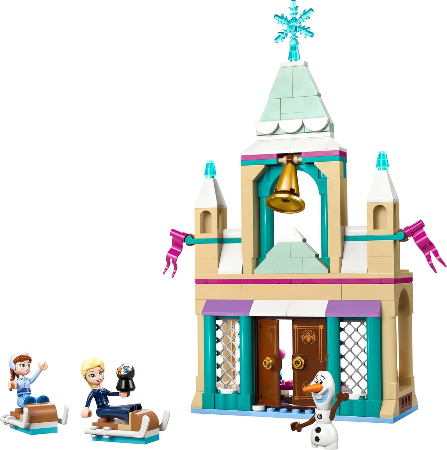 LEGO Ç€ Disney Frozen Arendelle Castle, Prinsessleksak med ELSA, Anna och Olaf minidockor och en pingvinfigur, Fantasy-lekset, present till 5-åriga flickor 43265 Byggset Besuche den LEGO-Store