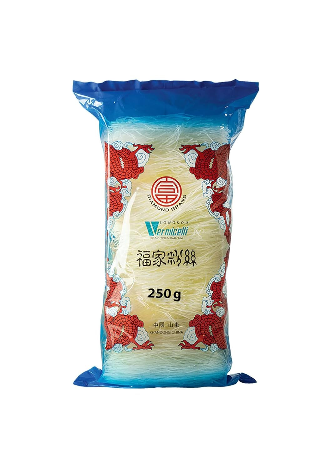 DIAMOND glasnudlar, långa glasnudlar, naturligt veganska och glutenfria - 1 x 250 g