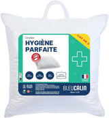 Bleu Câlin Set med 2 rektangulära anti-kvalster, antibakteriella kuddar, fluffig komfort, T 60X60 Cm, 100% bomull, perfekt hygiensortiment Naty Shop standardkuddar