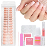 240 st Gradient Square Nails Set, Nude White Gradient Artificiella naglar för Oil Pen Lime, Medium Ombre Natural Fake Nails for Women DIY (Nude Square)