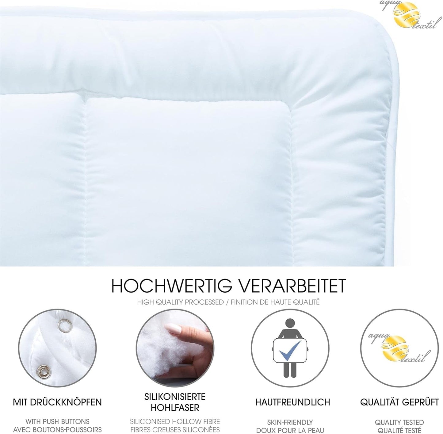 Aqua-Textil Soft Touch Set för barn Täcke 100 X 135 Cm 250G och 350G med kudde 40 X 60 Cm 150G Täcke 4 säsonger Klimatkontroll Oeko-Tex Täcken och täcken Naty Shop