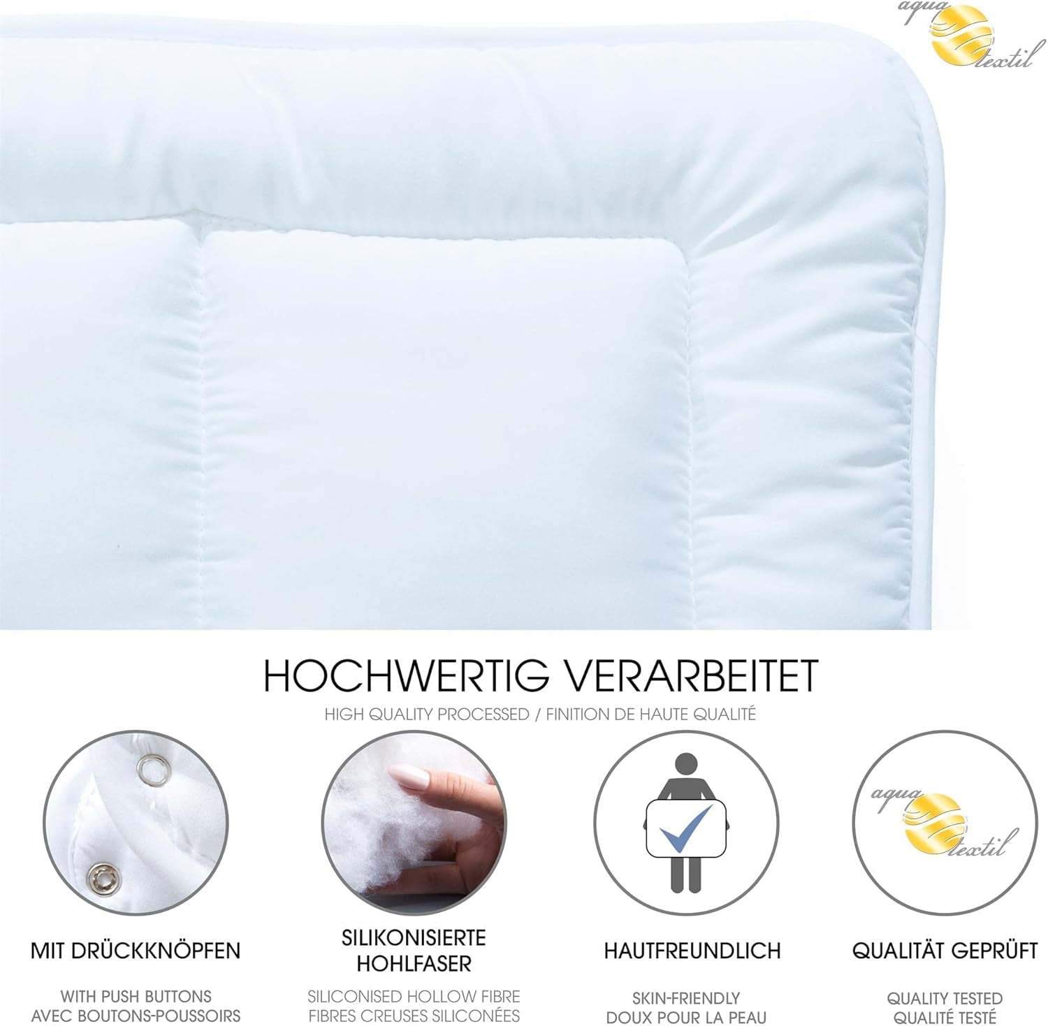 Aqua-Textil Soft Touch Set för barn Täcke 100 X 135 Cm 250G och 350G med kudde 40 X 60 Cm 150G Täcke 4 säsonger Klimatkontroll Oeko-Tex Täcken och täcken Naty Shop