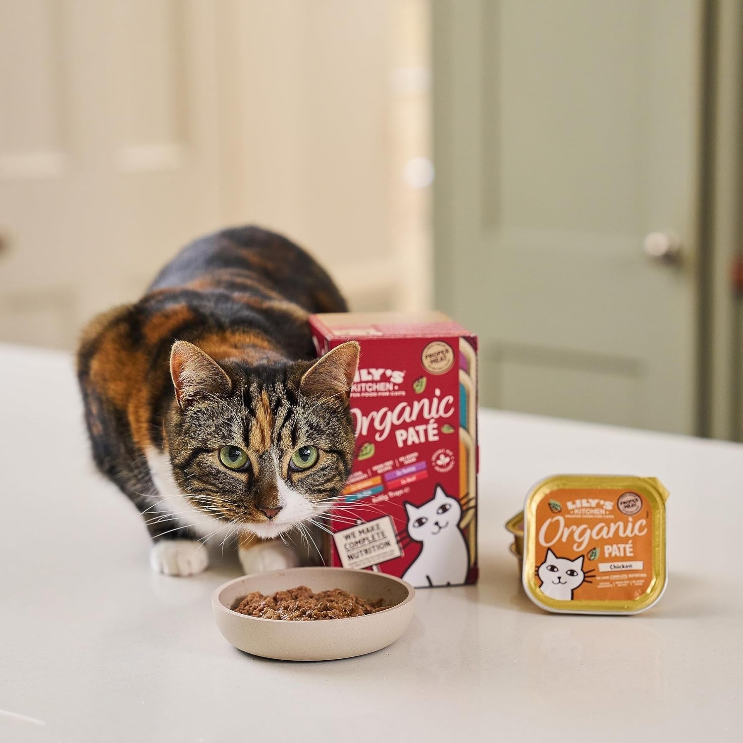 Lily's Kitchen Naturlig ingrediens Våt vuxenmat för katter med flera brickor Organisk fläckfri spannmål 4 x (8 x 85 g)