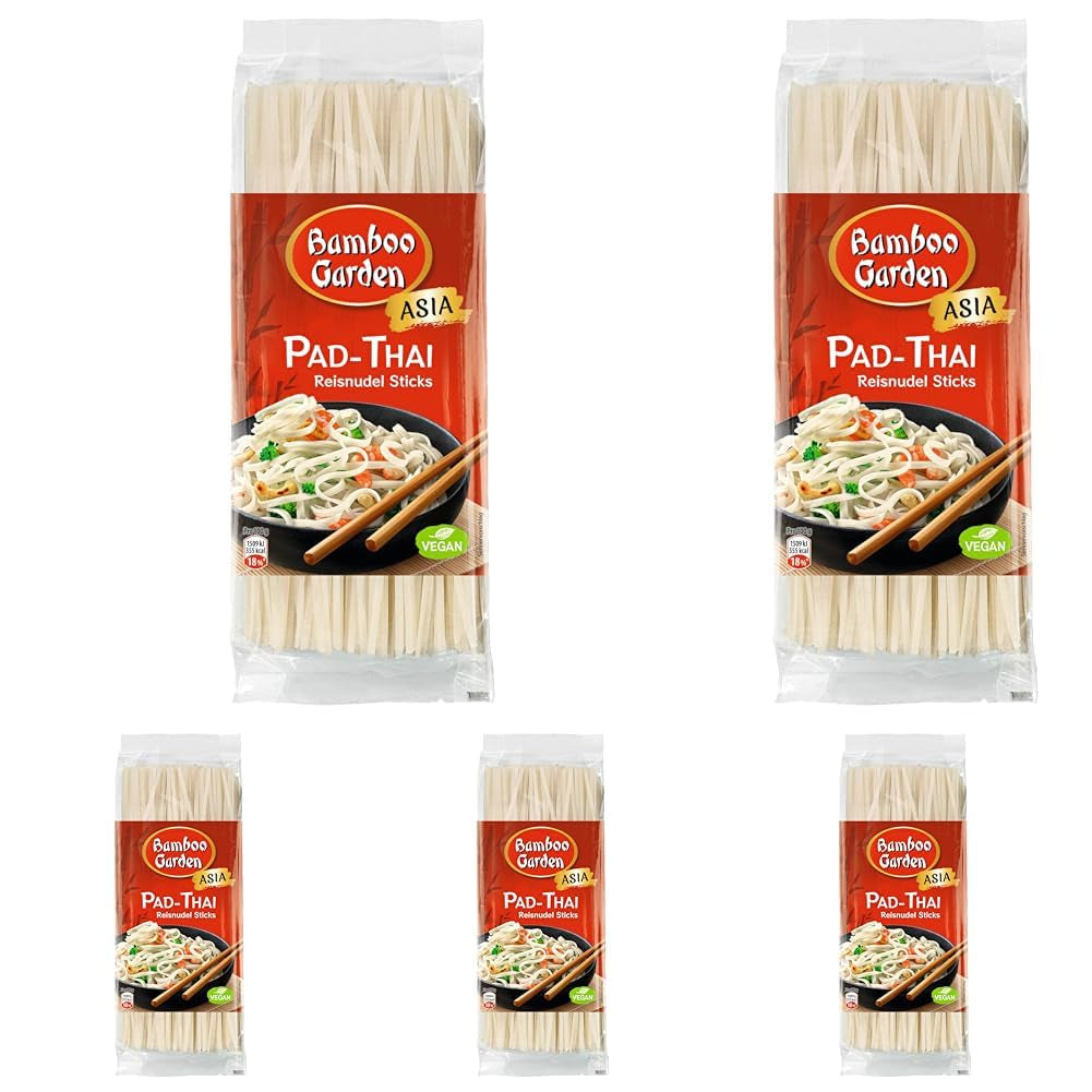 Bamboo Garden - Pad Thai risnudlar, för traditionella nudelrätter som Pad-Thai, Vegan, 1 x 300 g (paketets design kan variera)