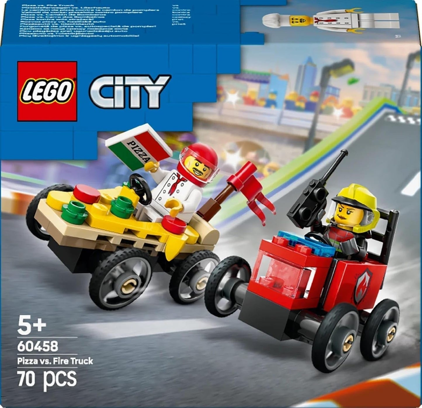 LEGO City Pizza Delivery Van Vs. Pizzabil - Tvållåda leksak för flickor och pojkar från 5 år - Byggset med 2 förarminifigurer - Födelsedags- och semesterpresent 60458 Byggset Besuche den LEGO-Store