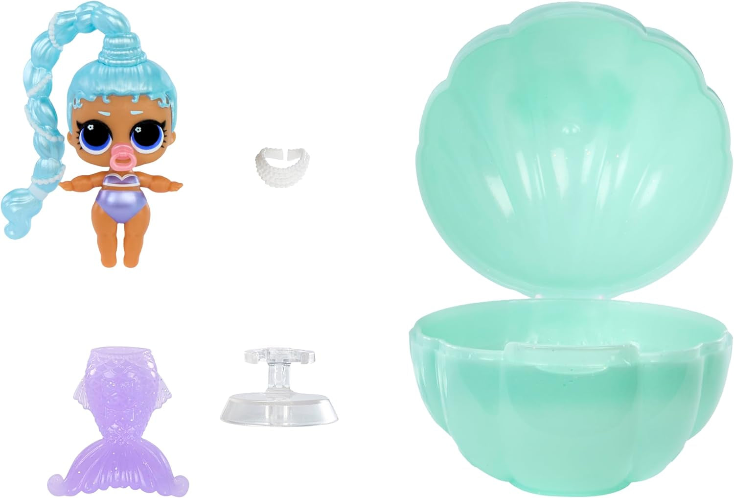 LOL Överraskning! Mermaid Makeover Magic Baby Sisters - Färgskiftande sjöjungfrusvans med musselboll för visning, 6 samlardockor - 4+