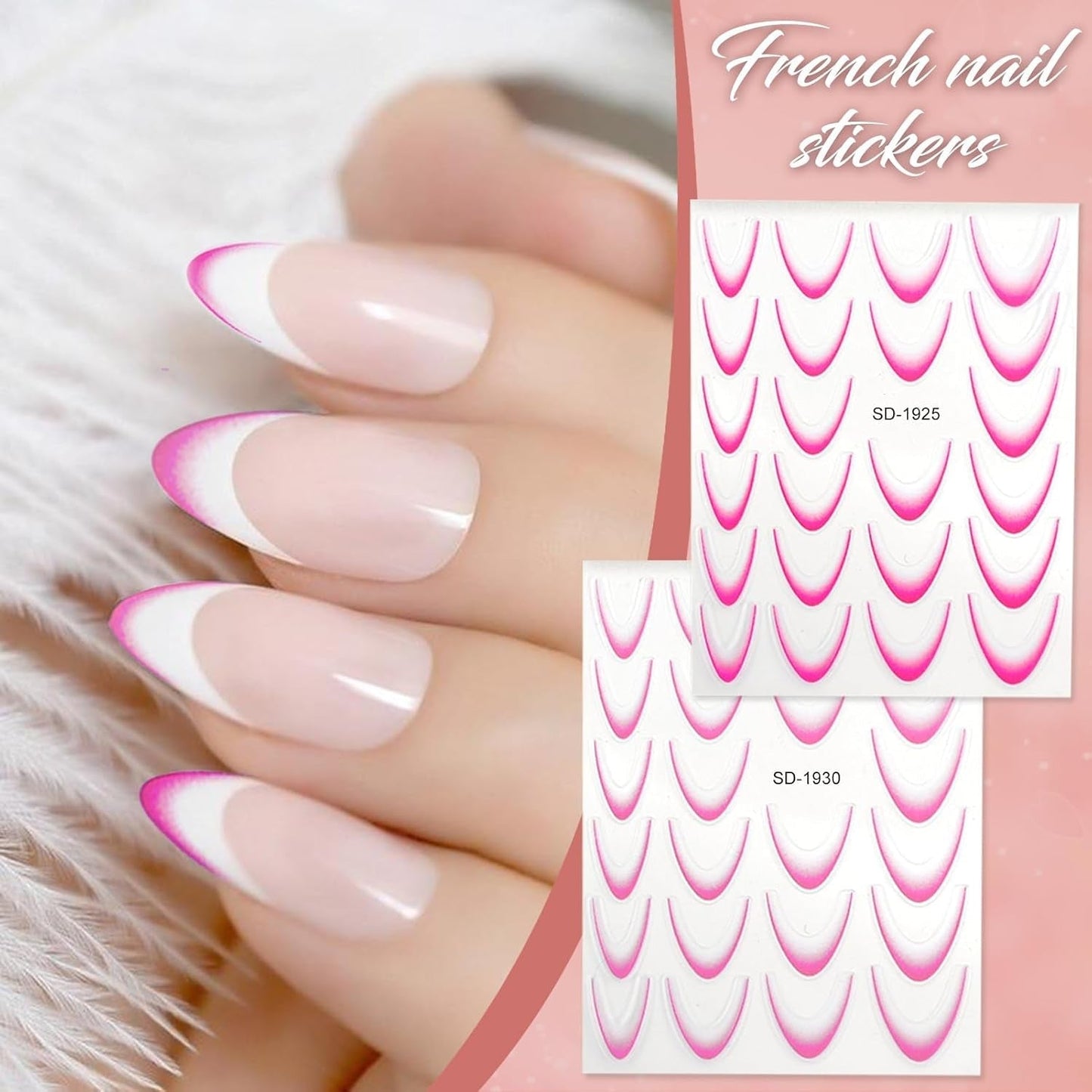 12 Stück French Tip Nagelsticker Selbstklebend Bunte French Nails Schablone Nagelaufkleber Nagelkonstklistermärken Nageldesign DIY Nägel Zubehör(12 Farben)