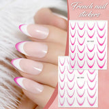12 Stück French Tip Nagelsticker Selbstklebend Bunte French Nails Schablone Nagelaufkleber Nagelkonstklistermärken Nageldesign DIY Nägel Zubehör(12 Farben)