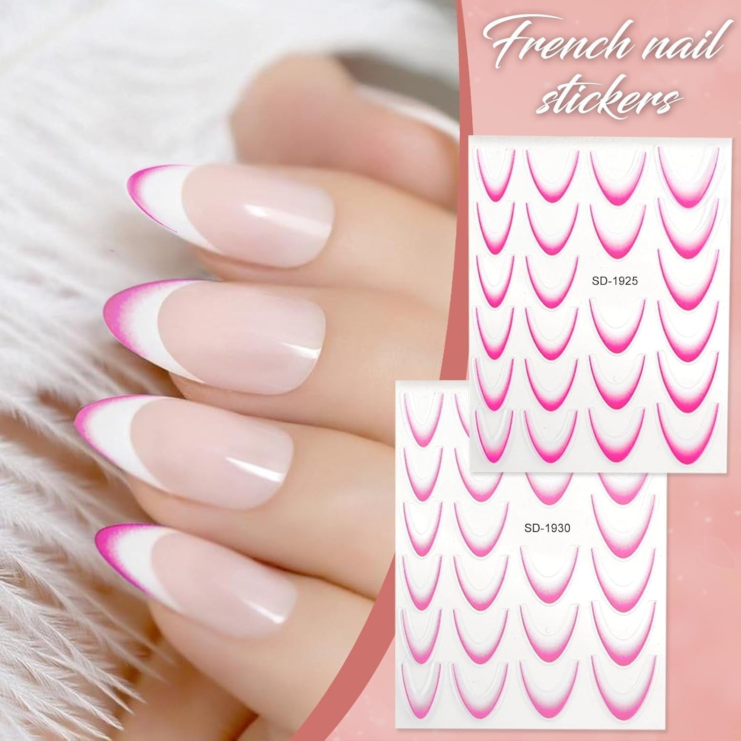 12 Stück French Tip Nagelsticker Selbstklebend Bunte French Nails Schablone Nagelaufkleber Nagelkonstklistermärken Nageldesign DIY Nägel Zubehör(12 Farben)