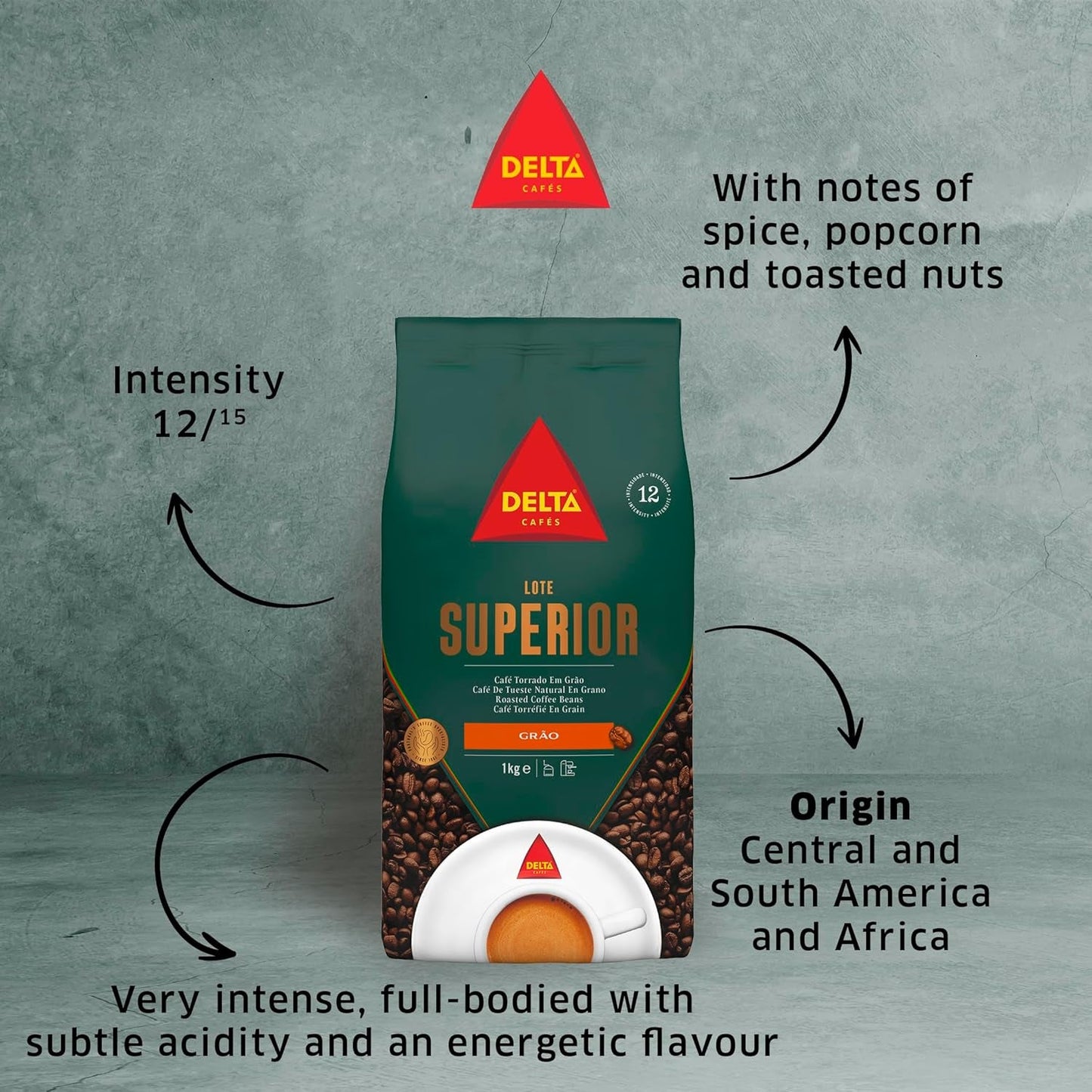 Delta Superior Premium kaffebönor, 1 kg