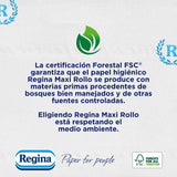 Regina Maxi Roll - 4 rullar toalettpapper, 500 2-lagers ark per rulle, mer än tre gånger en standardrulle, 60 % återvunnen plastförpackning, 100 % Fsc-certifierat papper