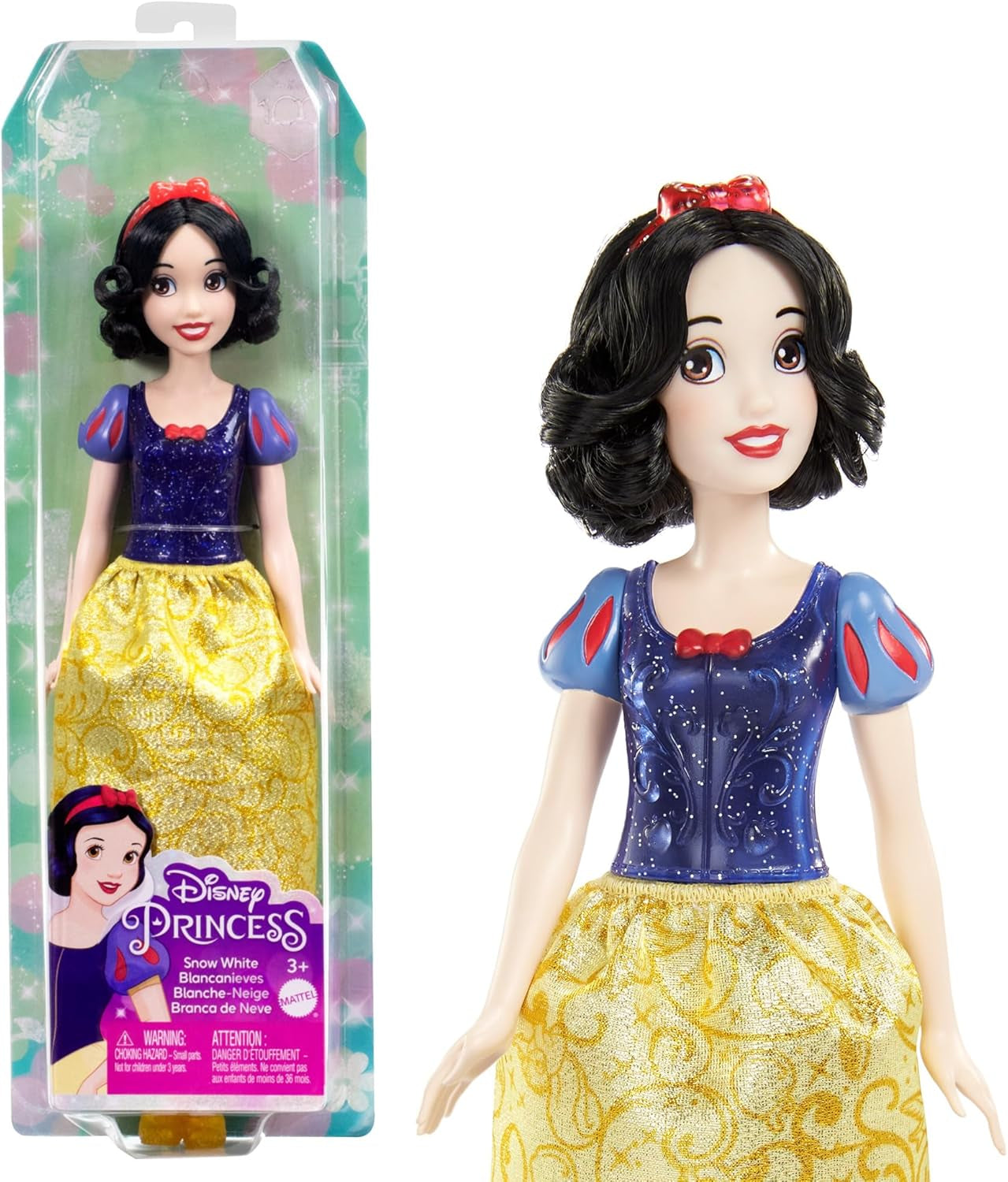 Mattel Disney Princess Toy Snövit rörlig docka med gnistrande kläder och tillbehör Disney filminspirerad present till barn HLW08 Naty Shop Dolls Hårband