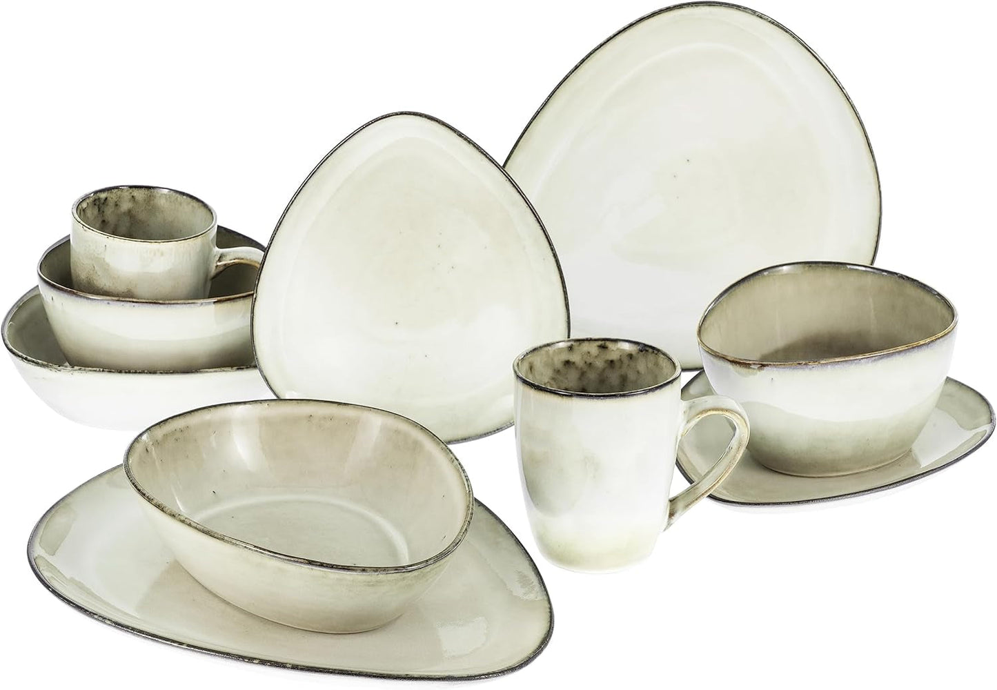 CreaTable, 23769, CLOUDY Series, Sand, 10-delat servisset, porslinskombinationsservice, diskmaskin och mikrovågssäker, kvalitetstillverkning