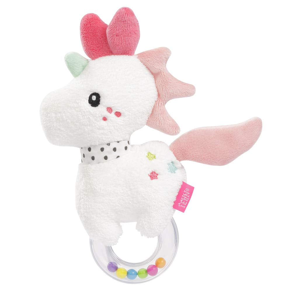 Fehn Octopus Toy Ring Bell - Skallra, gnissla, känna motorfärdighetsleksak - Mjukt tyg Babyplyschleksak - Baby- och småbarnsleksak 0+ månader Babyleksaker Naty Shop Unicorn
