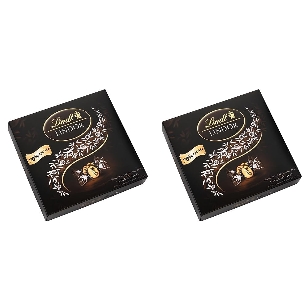 Presentförpackning LINDOR Extra Black 70% Cacao, Presentchoklad, ca. 15 LINDOR tryffel, 186 g (förpackning med 2)