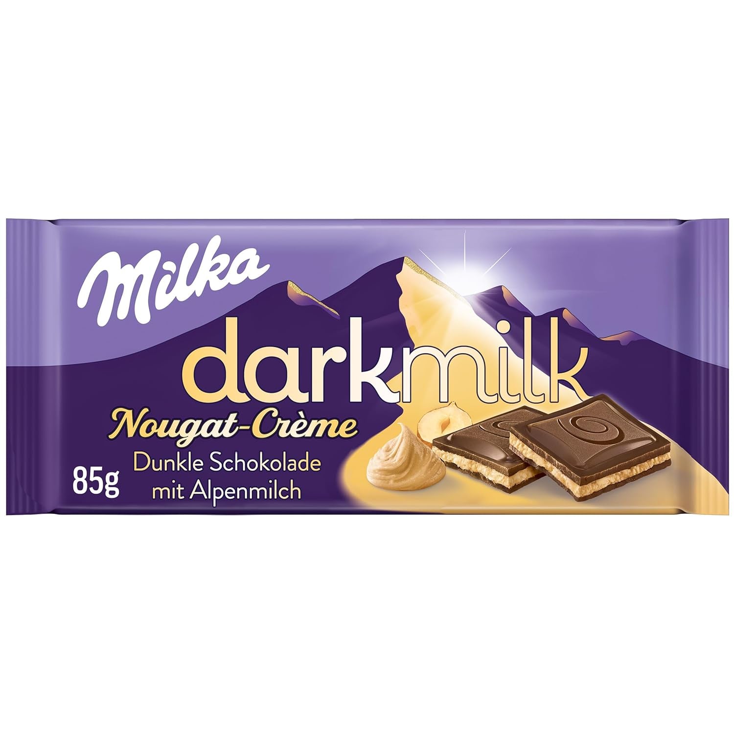 Milka Black Milk – alpin svart choklad med mjölk och krämig nougatfyllning – 85g (5-pack)