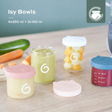 Babymoov ISY BOWLS barnmatsbehållare av robust, temperaturbeständigt glas - för förvaring/frysning av barnmat, 6x 250ml + 3x 120ml Matförvaringslådor Naty Shop
