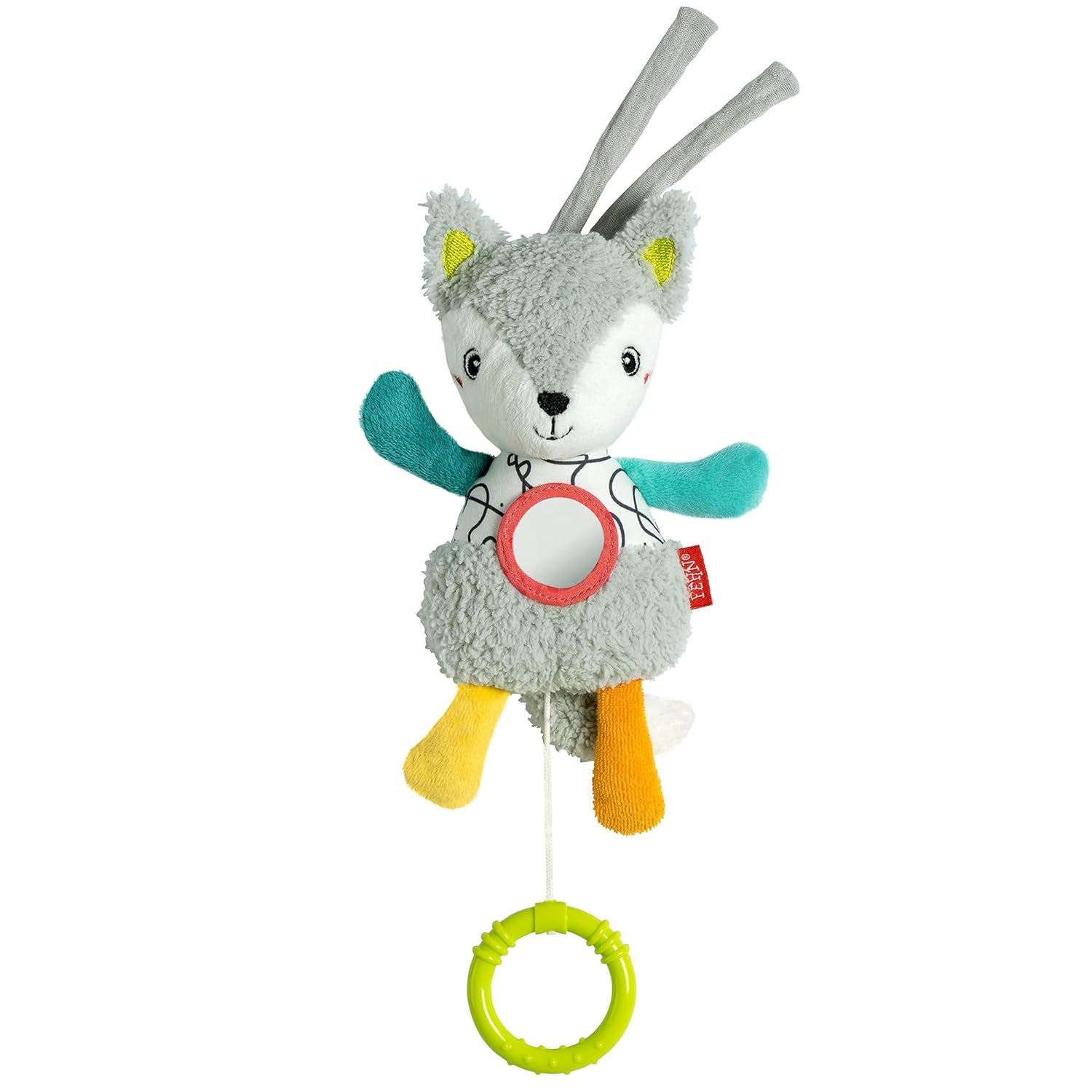 Fehn speldosa baby sömnhjälp får - plyschleksak med fäste - sömnhjälpslåt "Brahms vaggvisa" - barnleksak för resor och hem - musikleksaker för bebisar och barn Bebe Toys Naty Shop Fox