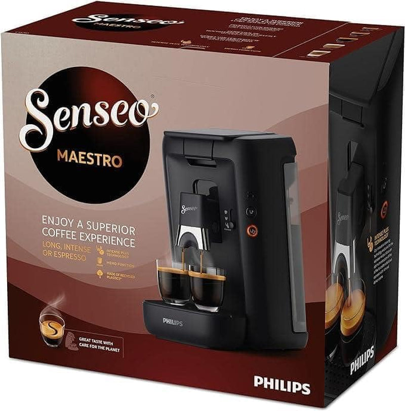 PHILIPS Senseo Maestro kapselespressomaskin - Intense Plus-teknik, högkvalitativ espresso, ekologisk design, 1,2 l vattentank, memofunktion, avkalkningsindikator (CSA260/60)