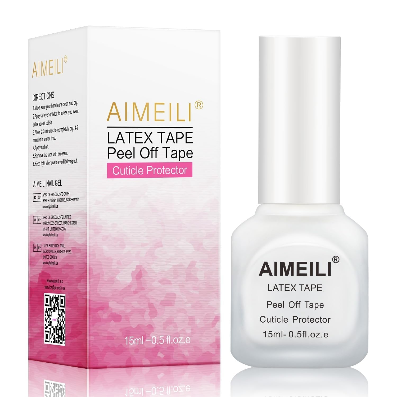 AIMEILI Latex Peel off Tape Nagelleck Korrektor Hautschutz Fingerskydd Für Nail Art Palisade Geruchlos Weiß 15Ml