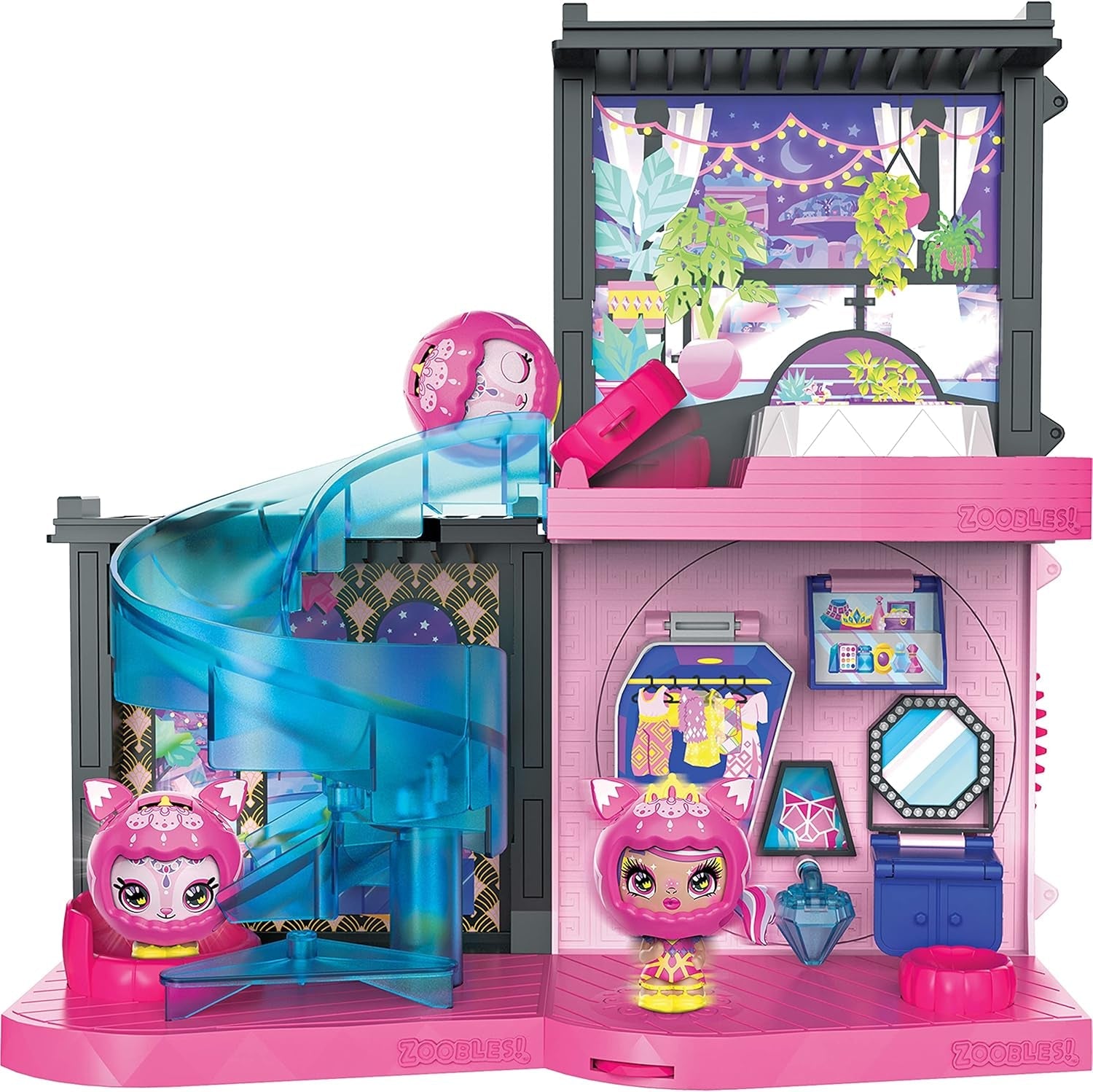 Zoobles Magic Mansion Transformerbart 6-rums drömhus, rutschkana och tillbehör